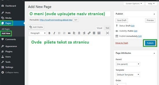 wordpress-kreiranje-strane