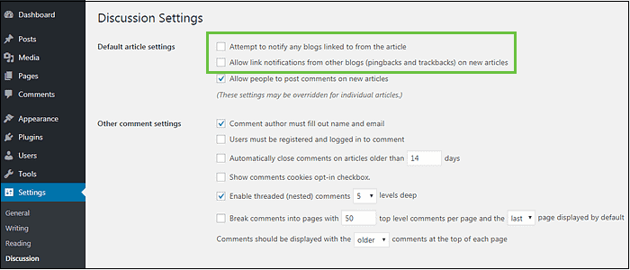 wordpress-rečnik-pingback-podešavanje-snimak-ekrana wordpress-rečnik-pingback-podešavanje-snimak-ekrana
